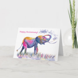 Lycklig-årsdag för vattenfärgen Elephant Kort