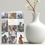 Lycklig-årsdag Fotokollage Romantic Modern Kort<br><div class="desc">Chic anpassade fotosamlingskort för make,  hustru,  flickvän eller pojkvän på årsdagen. Lägg till 9 av dina favoritrelationer,  förlovningar eller bröllop-foton och beställ den här anpassningsbarna som en romantisk gåva till din partner. En vacker fullt av minnen i personligen.</div>