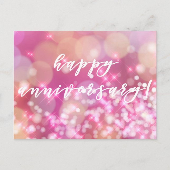 Lycklig årsdag ! Glamorösa Rosa Glitter Vykort (Framsida)