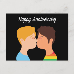 Lycklig årsdag HBTQ-män Romantiskt HBTQ-par Vykort