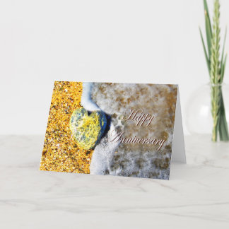 Lycklig-årsdag,Kärlek Heart Pebble på Beach Kort