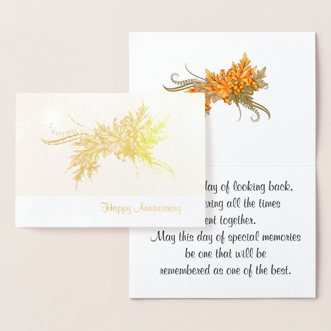 Lycklig-årsdag med höstsvag folierat kort (Display)