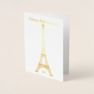 Lycklig-årsdag Paris Eiffel Torn-oljekort Folierat Kort