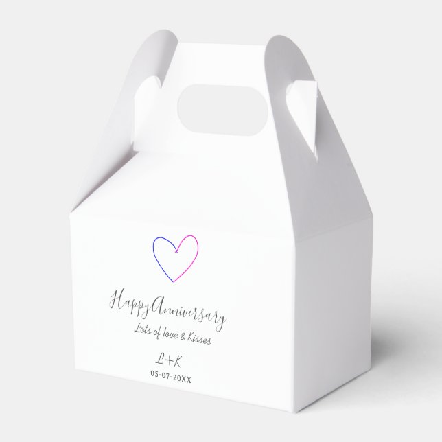 Lycklig årsdag rosa blått hjärta namn datum enkelt presentaskar (Framsidan Sidan)