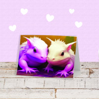 Lycklig årsdag Söt Axolotl Par Kärlek AI konst