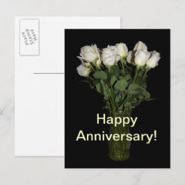 Lycklig årsdag Vita Rosor Blommig Fotografi Vykort