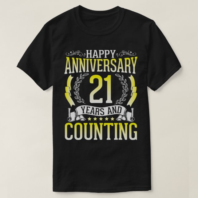 Lycklig-årsdagen 21 år och räknandet av gifta Hu T Shirt (Design framsida)