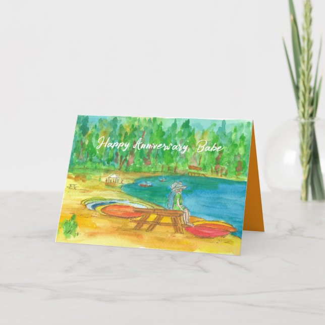 Lycklig-årsdagen Babe Sjö Tahoe Beach Kayaks Kort (Framsida)