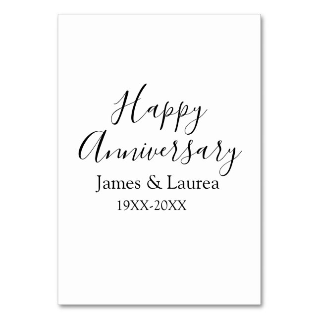 Lycklig-årsdagen bröllop namn, datum år efter år: bordsnummer (Framsidan)