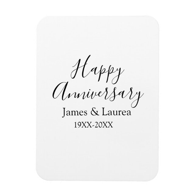 Lycklig-årsdagen bröllop namn, datum år efter år: magnet (Vertikal)
