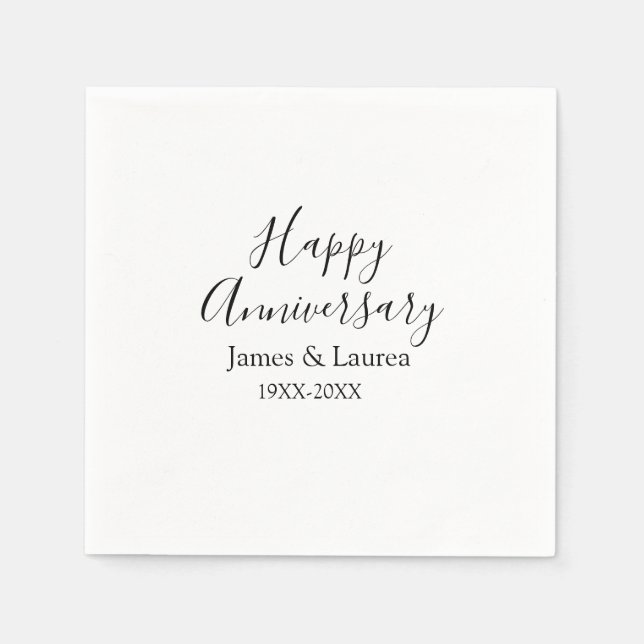 Lycklig-årsdagen bröllop namn, datum år efter år: pappersservett (Framsidan)