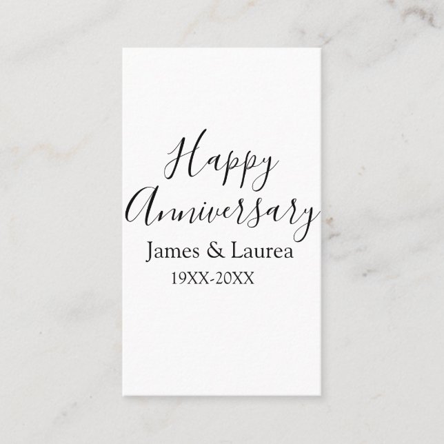 Lycklig-årsdagen bröllop namn, datum år efter år: visitkort (Framsida)