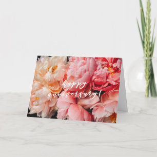 Lycklig-årsdagen, Elegantens Rosa och Coral Peonie Kort