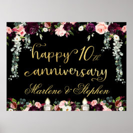 Lycklig-årsdagen för Blommigten Garland 54 x 40 Poster