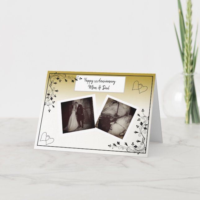 Lycklig-årsdagen för fotopatkortet Mamma och Pappa Kort (Framsida)