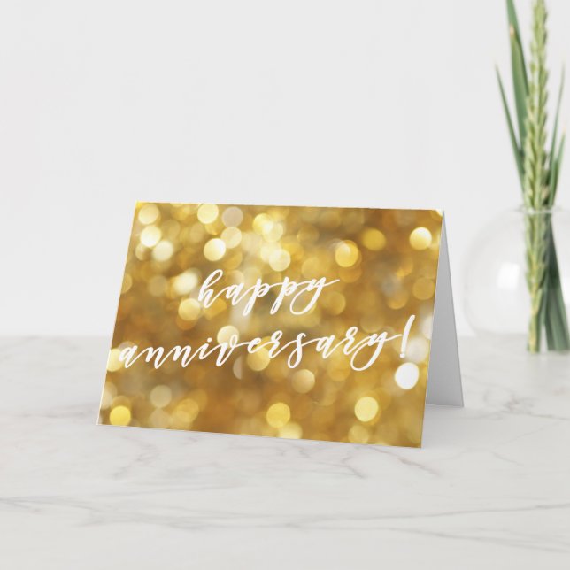 Lycklig-årsdagen Glamous Guld Sparkles Helgkort (Framsida)