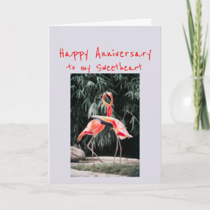 Lycklig-årsdagen Sweet Romantic Flamingo Birds Helgkort