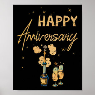 Lycklig-årsjubiléet Cheers Vin Flaska Poster