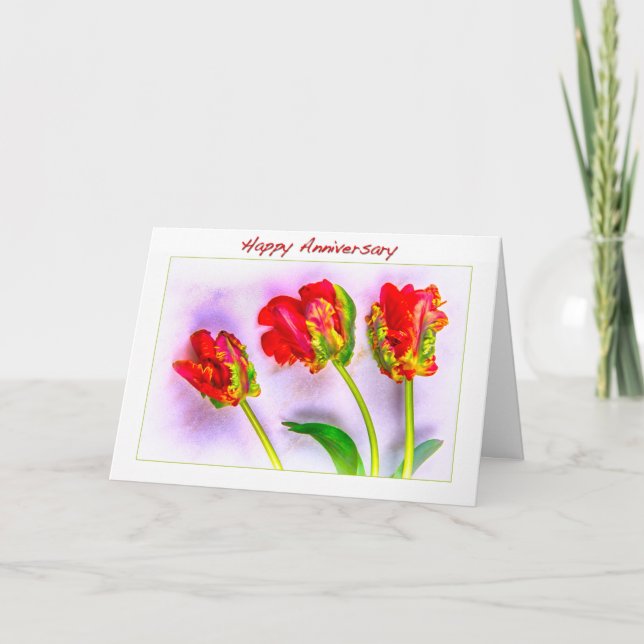 Lycklig-årsjubileet Fransk Tulips Card Kort (Framsida)