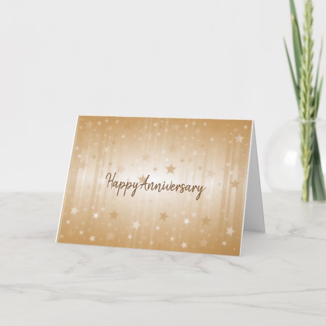 Lycklig-årsjubileet Guld Stars Card Kort (Framsida)