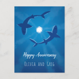 Lycklig-årsjubileet Sharks par Silver Måne Card Vykort