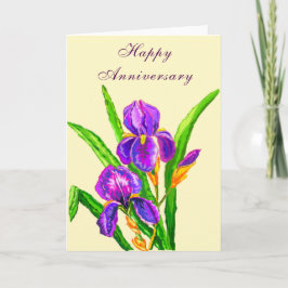 Lycklig-årsjubileet Vackra Iris Flowers Kort