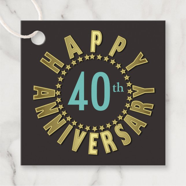 Lycklig-årsjubileum Circle of Stars Guld ID173 Gåvor Etiketter (Framsida)