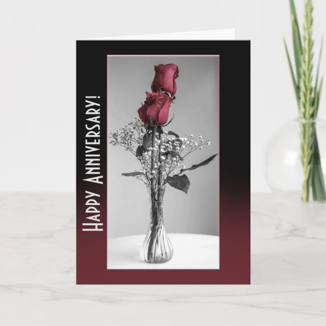 Lycklig-årsjubileum Röd ros monokrom mall (Framsida)