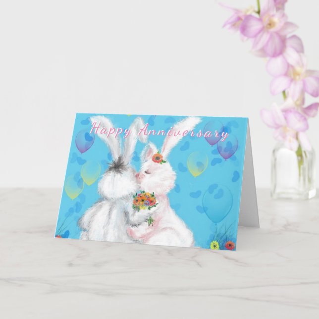 Lycklig-årskort Bunny Kärlek Hug Kort (Orkide)