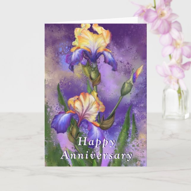 Lycklig-årskort Lila Iris Flowers Kort (Orkide)