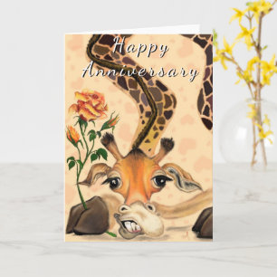 Lycklig-årskort med Romantic Giraffe Funny Kort
