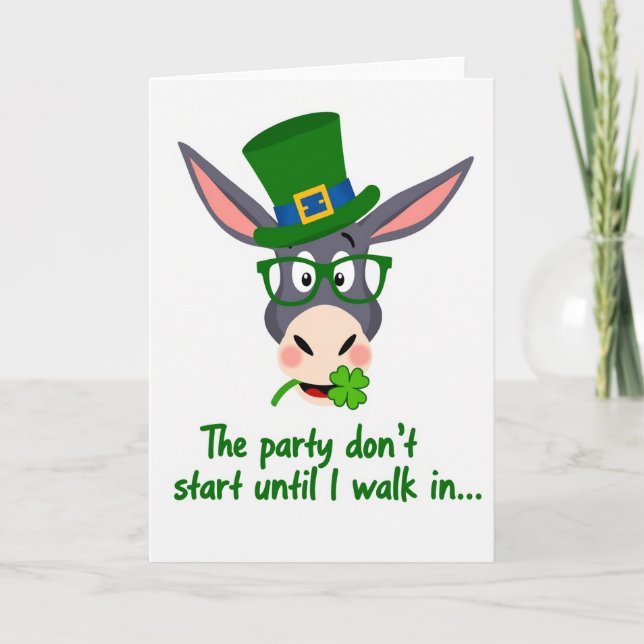 Lycklig åsna St Patricks Day-kort Kort (Framsida)