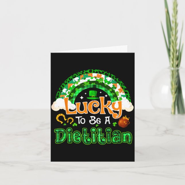 Lycklig att vara dietist shamrock regnbåge st patr kort (Framsida)