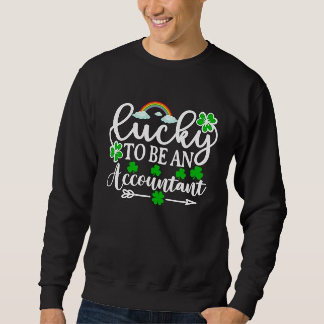 Lycklig att vara revisor på St Patricks dag Lång Ärmad Tröja (Framsida)