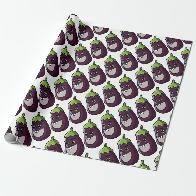 Lycklig aubergine presentpapper (Utrullad)