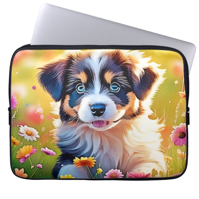 Lycklig Aussie Puppy Design Laptop Fodral (Framsidan)