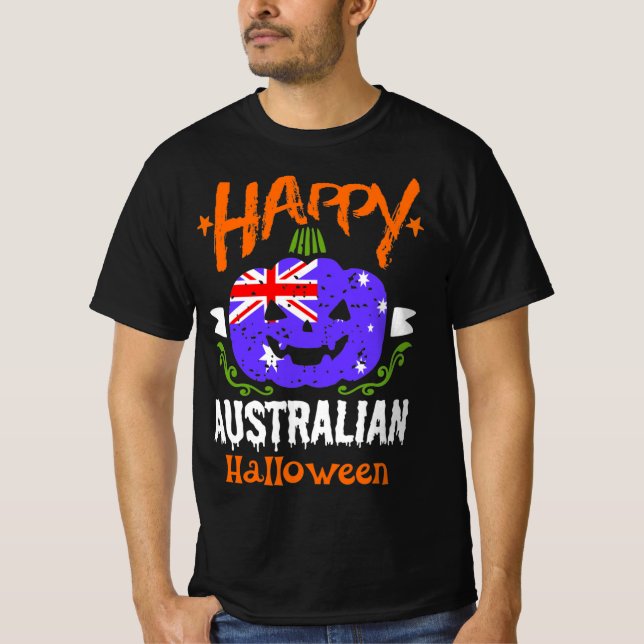 Lycklig Australian Halloween T Shirt (Framsida)