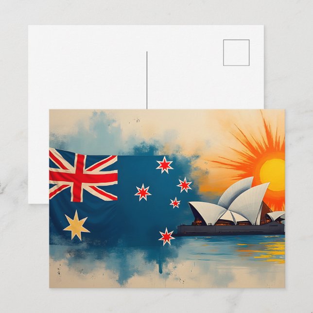 Lycklig Australien-dagen Vykort (Fram/baksida)