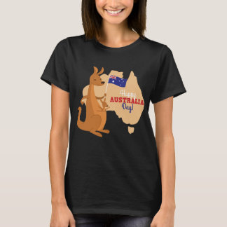 Lycklig Australien Day Shirt Funny Kangaroo T-shir T