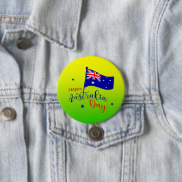 Lycklig Australiendagen Flagga Grönt Guld Badge Knapp