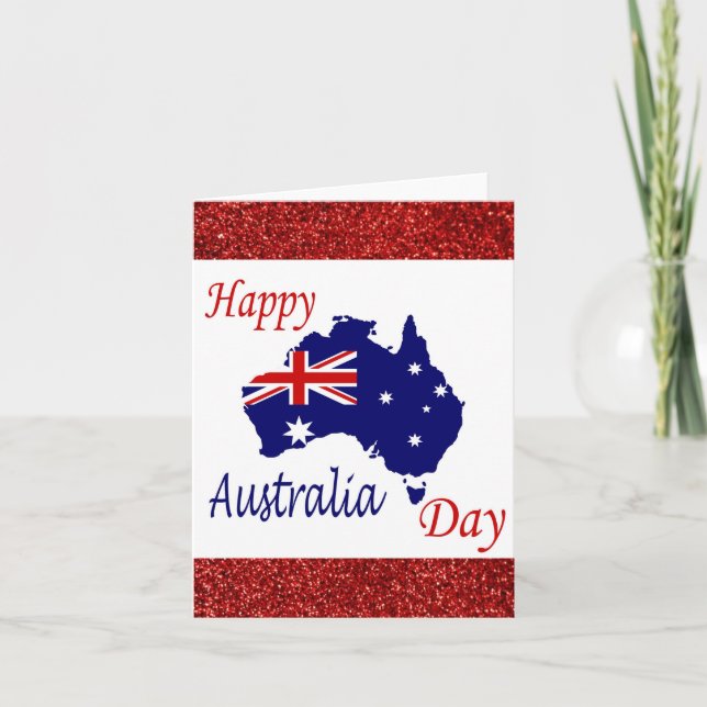 Lycklig Australiendagen Karta Flagga Kort (Framsida)