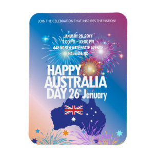 Lycklig Australiens dag 26 januari: Fyrverksfestiv Magnet