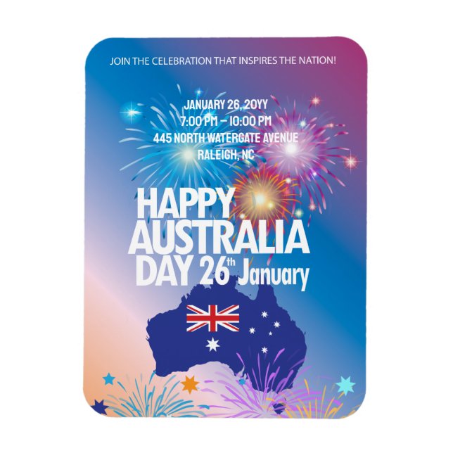 Lycklig Australiens dag 26 januari: Fyrverksfestiv Magnet (Vertikal)