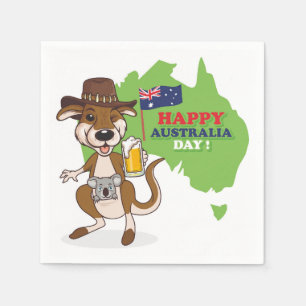 Lycklig Australiens dag Kangaroo Koala Pappersservett