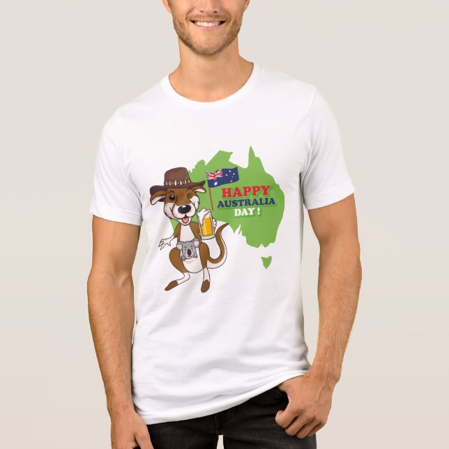 Lycklig Australiens dag Kangaroo Koala T Shirt (Framsida)