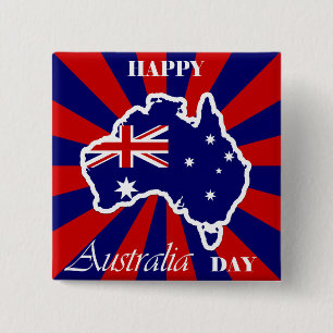 Lycklig Australiska dagen Australien Karta Flagga Knapp