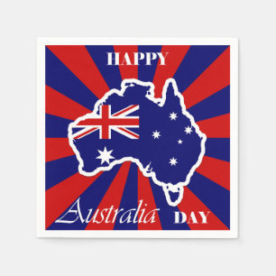 Lycklig Australiska dagen Australien Karta Flagga Pappersservett