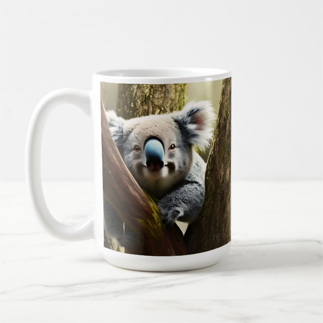 Lycklig australiska Koalabjörnen i Träd, kaffet Mu Kaffemugg (Vänster)