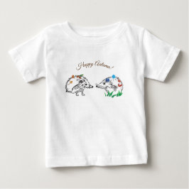 Lycklig Autumn Hedgehogs Teckning Teckning T-Shirt