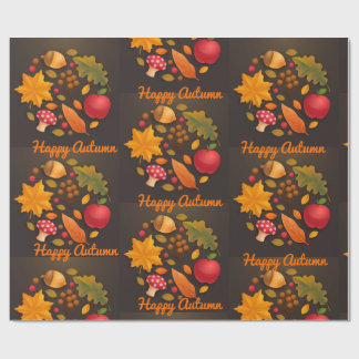 Lycklig Autumn Mushroom & Harvest Foliage Papper Presentpapper